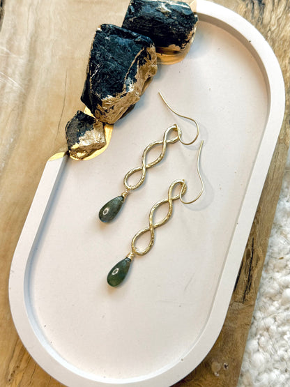 Labradorite + Matte Gold Infinity Earrings