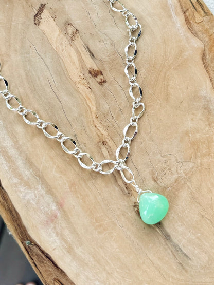 Chrysoprase + Silver Pendant Necklace