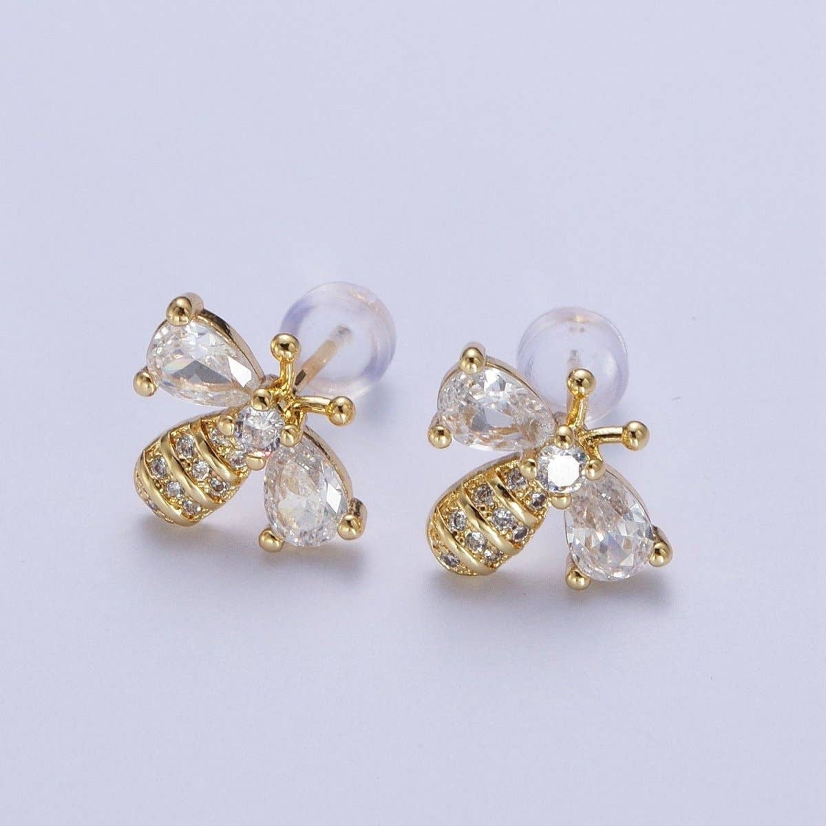 Zircon + Gold Bumble Queen Bee Stud Earrings