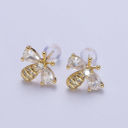 Zircon + Gold Bumble Queen Bee Stud Earrings