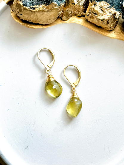 Beer Quartz + Matte Gold Earrings