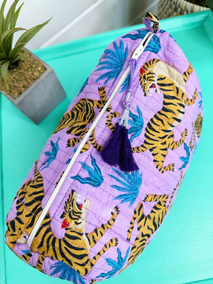 Tiger Quilted Cosmetics Bag