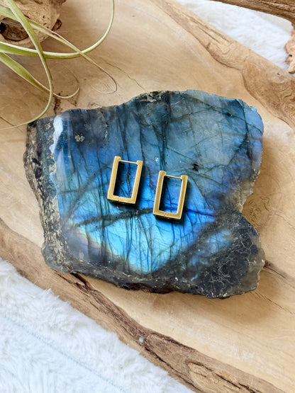 Stainless Steel Rectangle Huggie Earrings