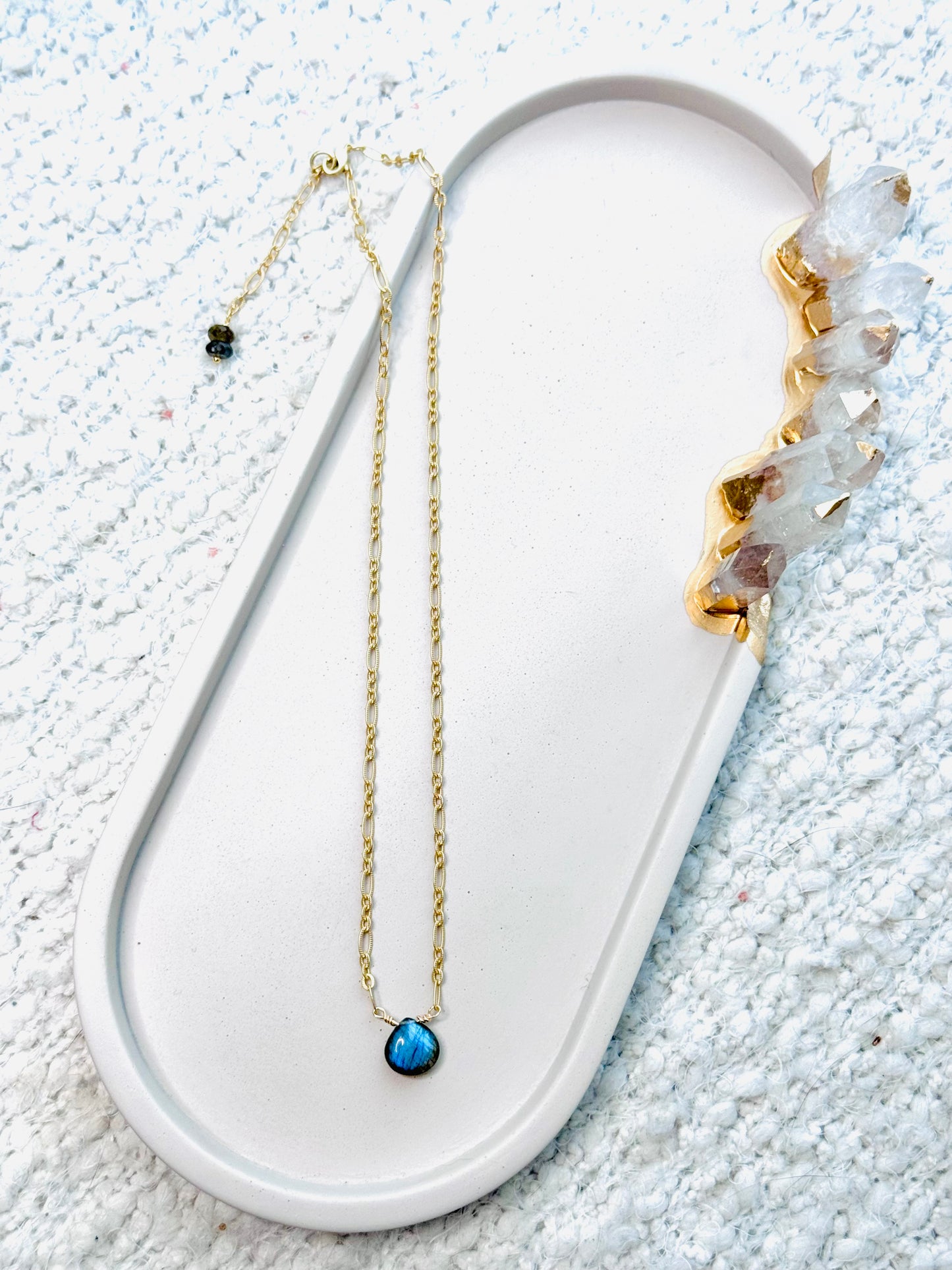 Labradorite + Matte Gold Pendant Necklace