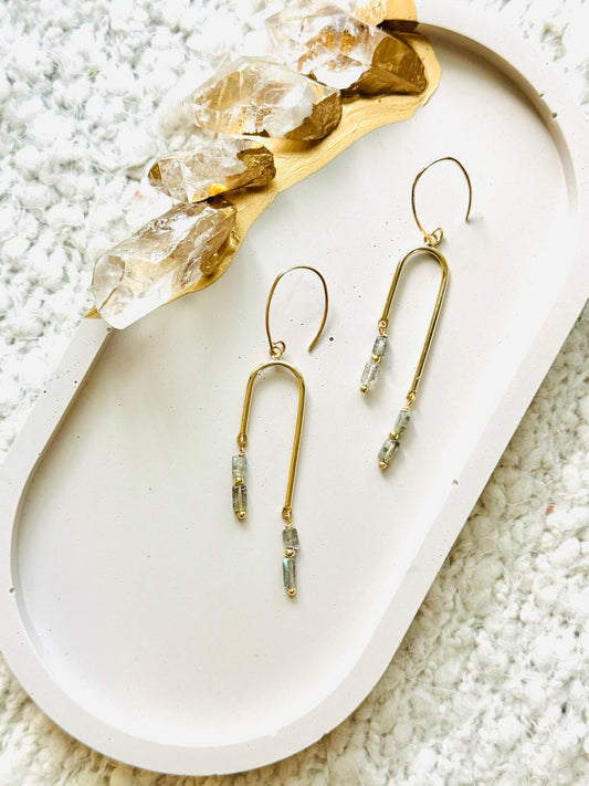 Labradorite + Gold Rainbow Earrings