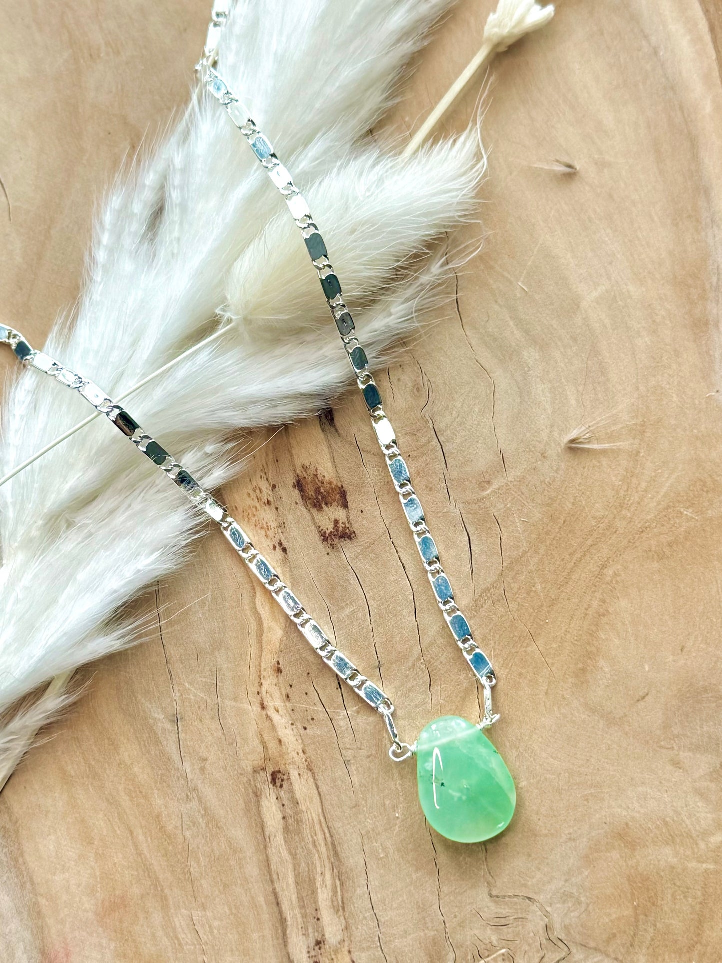 Chrysoprase + Silver Necklace