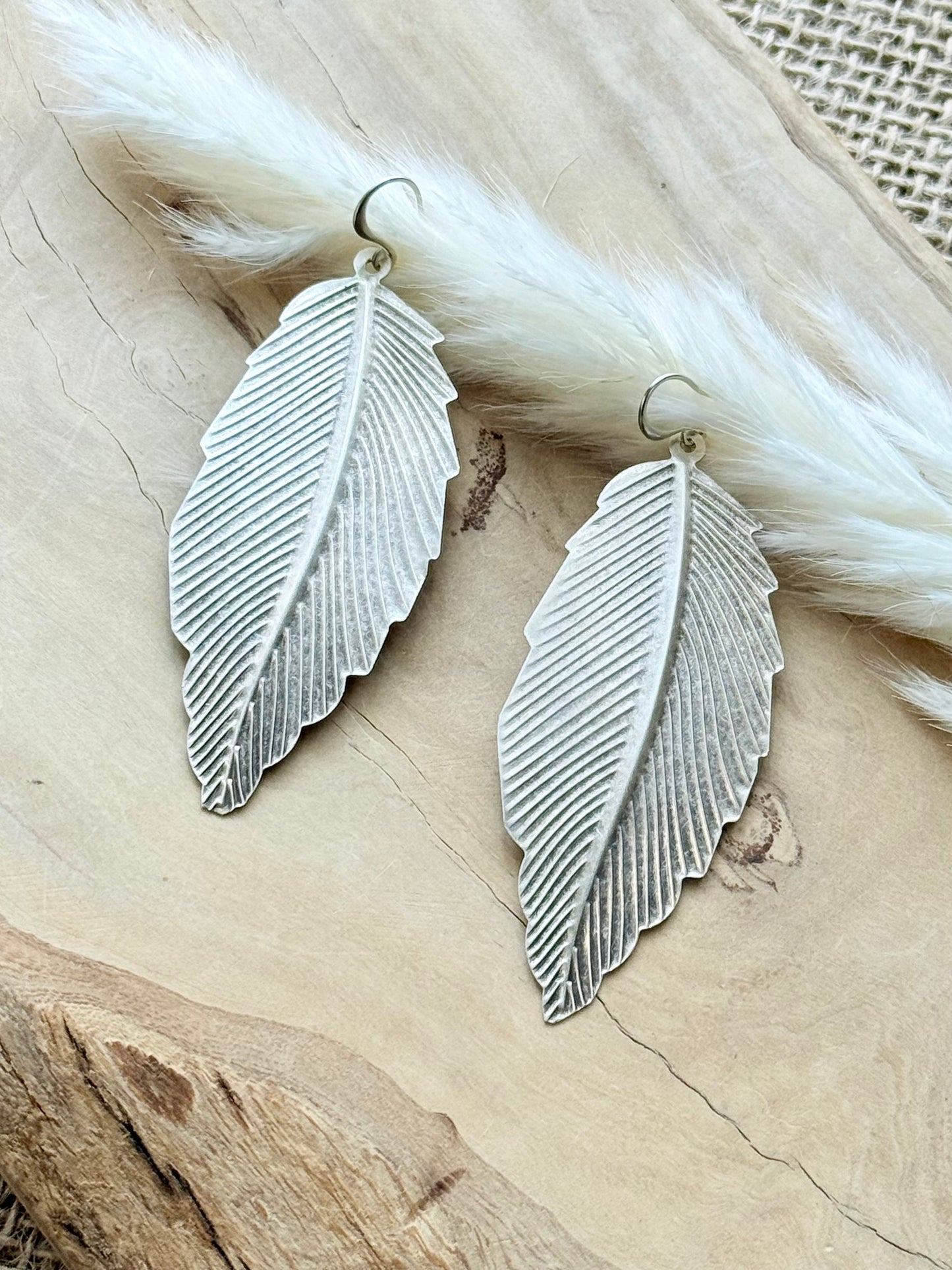 Antique Silver Leaf Earrings
