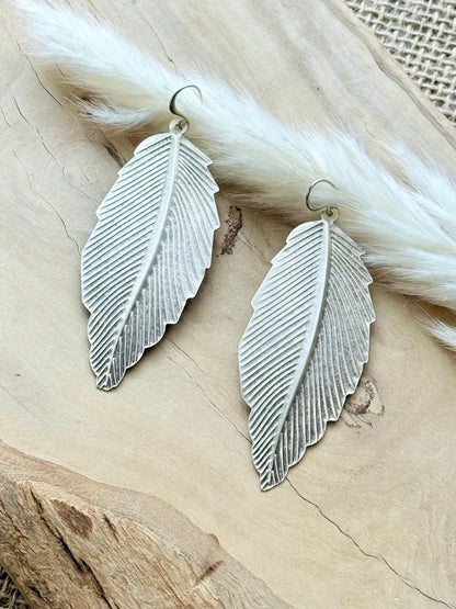 Antique Silver Leaf Earrings