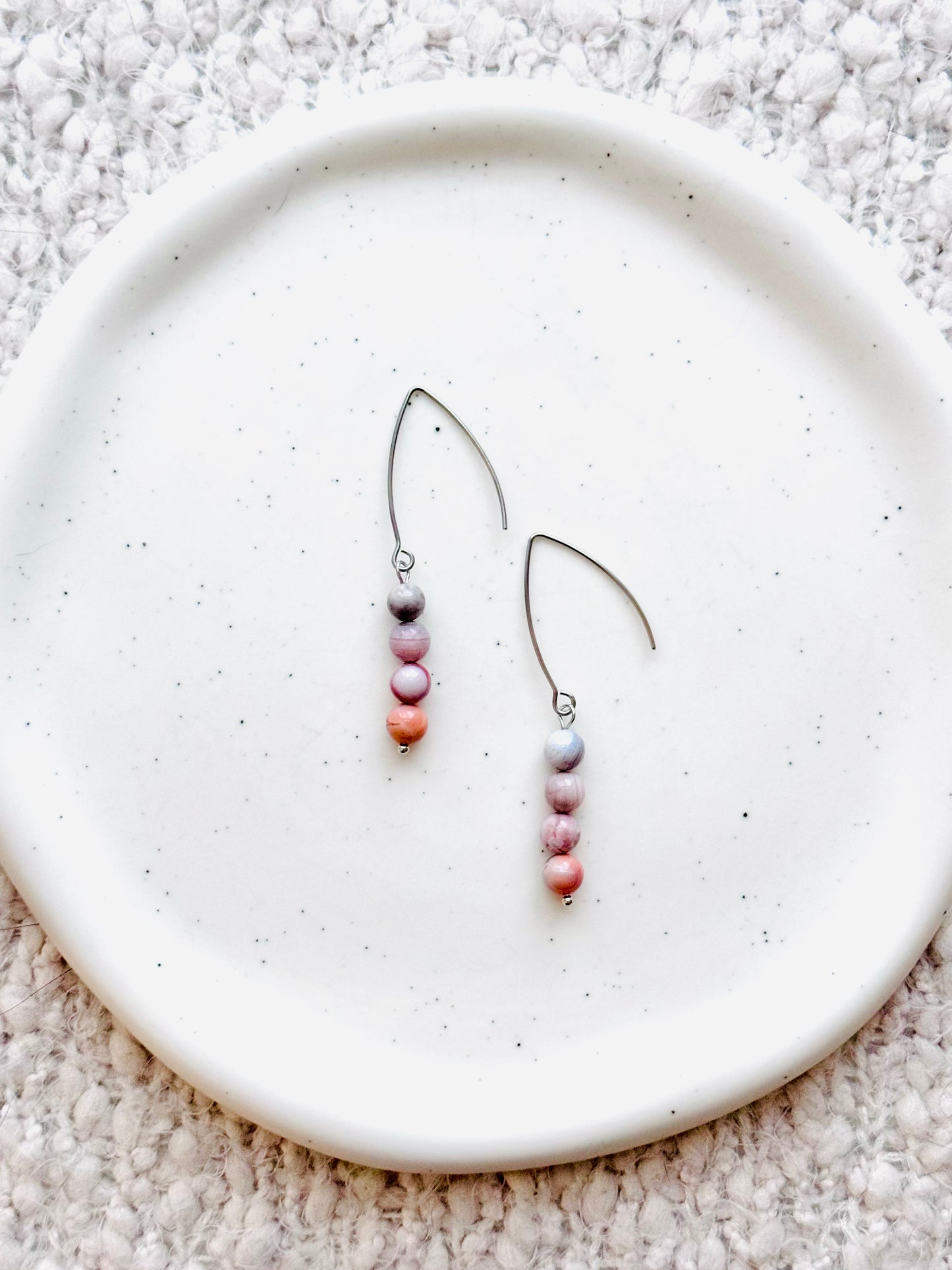 Ombré Pink Botswana Agate  + Silver Earrings