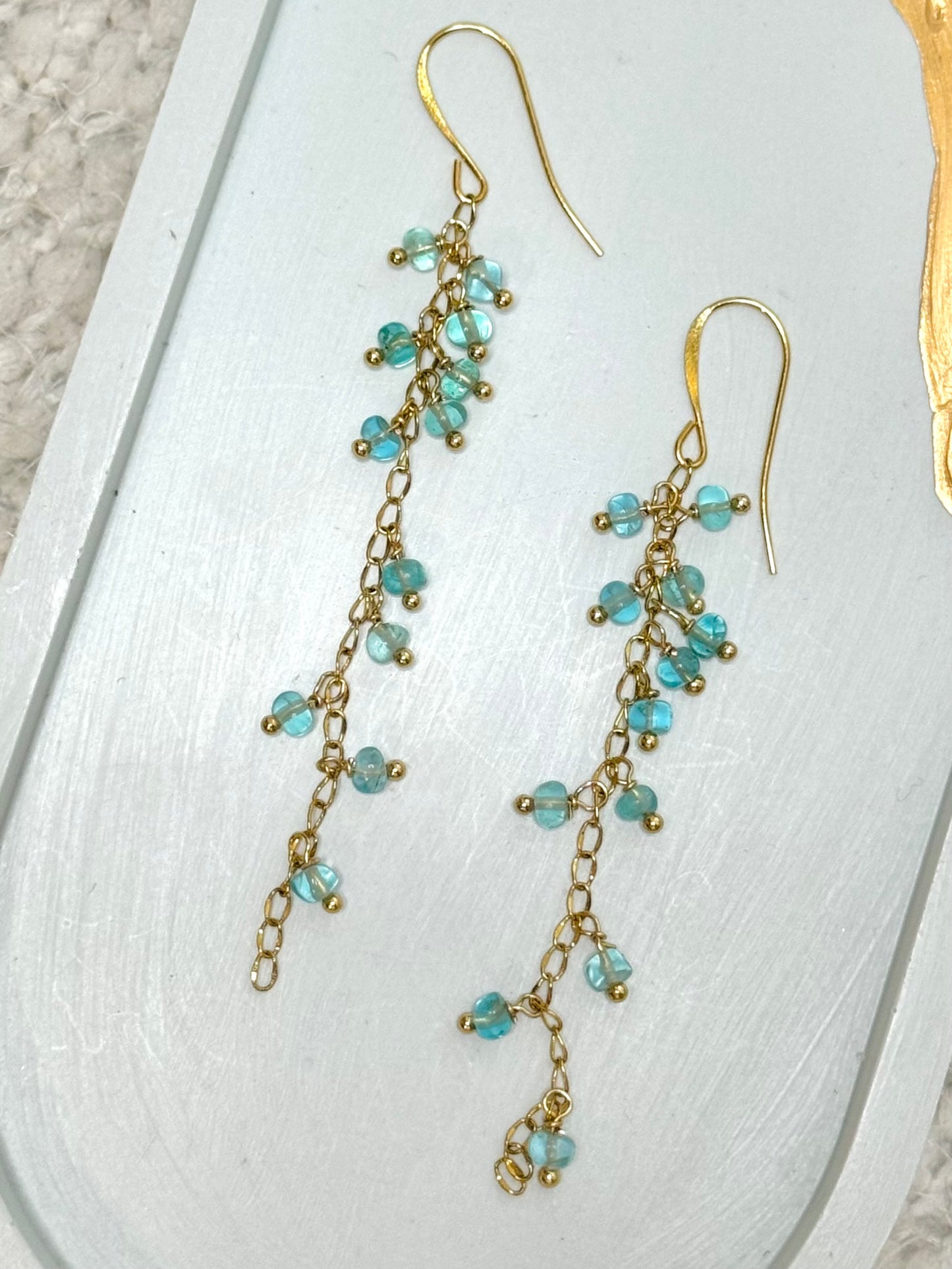 Apatite + Gold Cluster Earrings