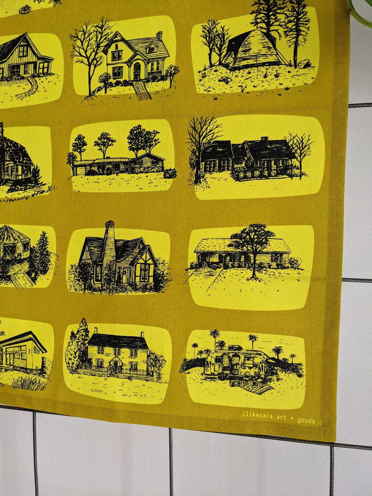 Tea towel | houses - yellow architecture