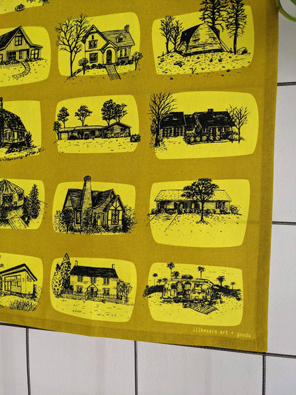Tea towel | houses - yellow architecture