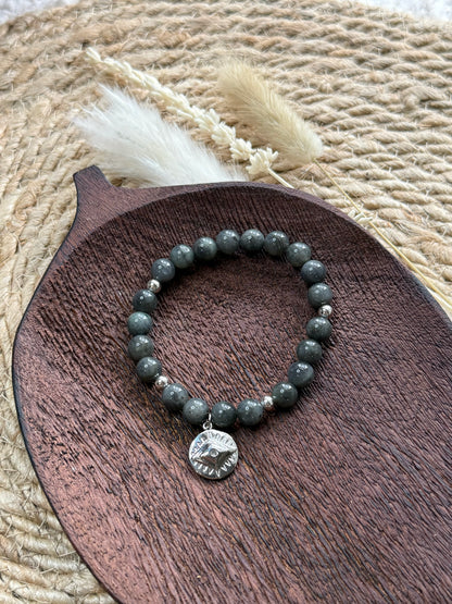 Labradorite + Silver Chunky Charm Band