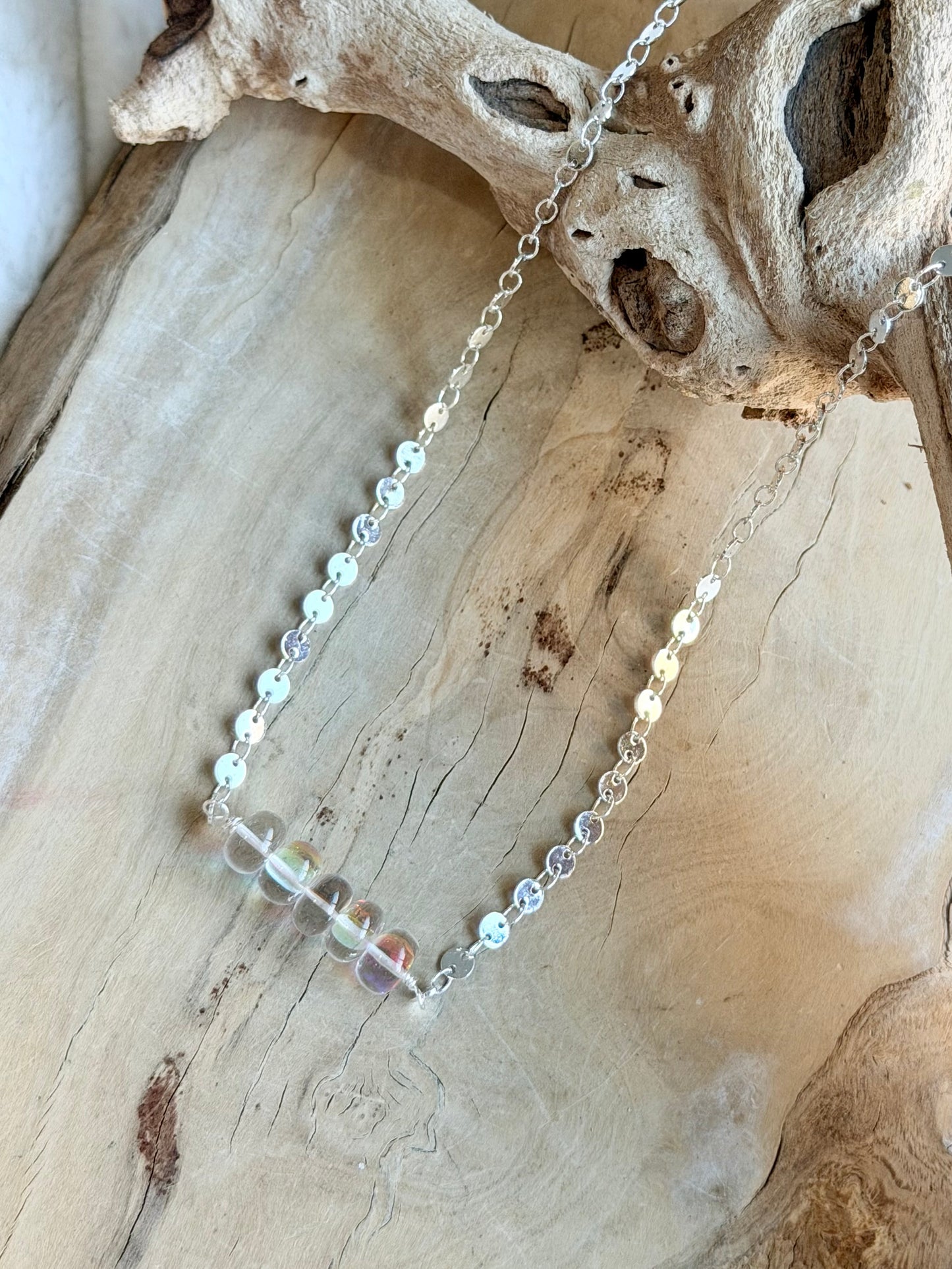 Aura Quartz + Silver Bar Necklace