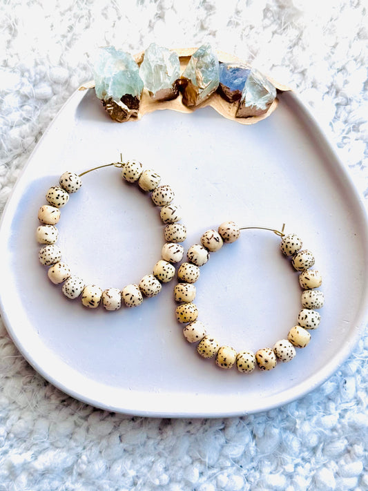 Bodhi Lotus Seed + Gold Hoop Earrings