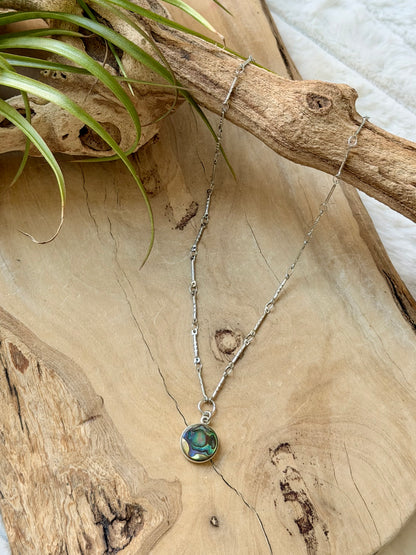 Abalone + Silver Stainless Steel Necklace