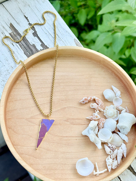 Bright Jasper + Gold Triangle Necklace