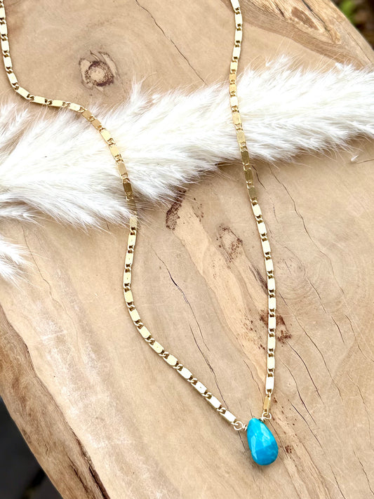 Sleeping Beauty Turquoise + Matte Gold Necklace