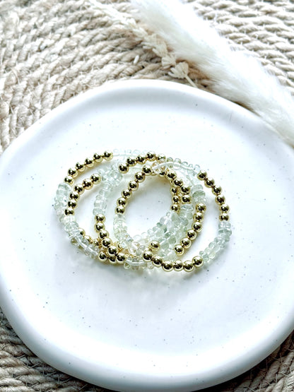 Green Amethyst + Gold Color Block Bracelet