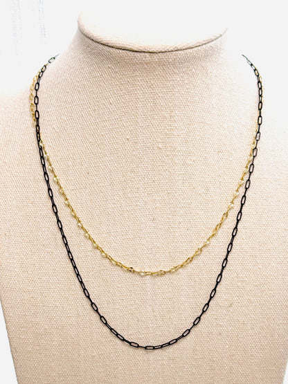 Matte Black + Matte Gold Skinny Duet Necklace