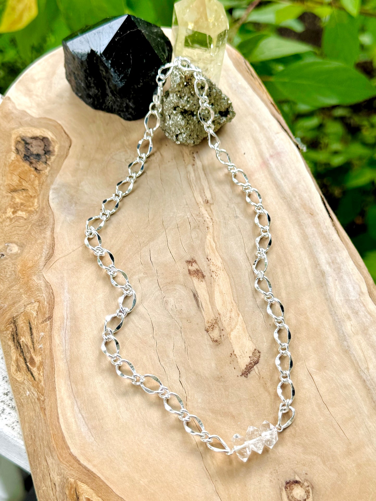 Herkimer Diamond + Silver Trio Necklace