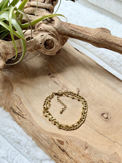 Golden Pyrite + Gold Stainless Steel Duet Bracelet