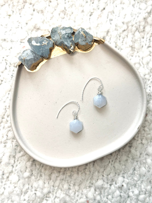 Blue Chalcendony + Silver Earrings