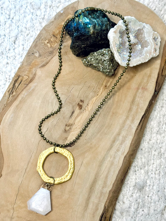 Peruvian Opal + Antique Brass Boho Necklace