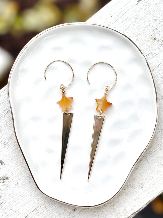 Carnelian + Gold Spike Earrings