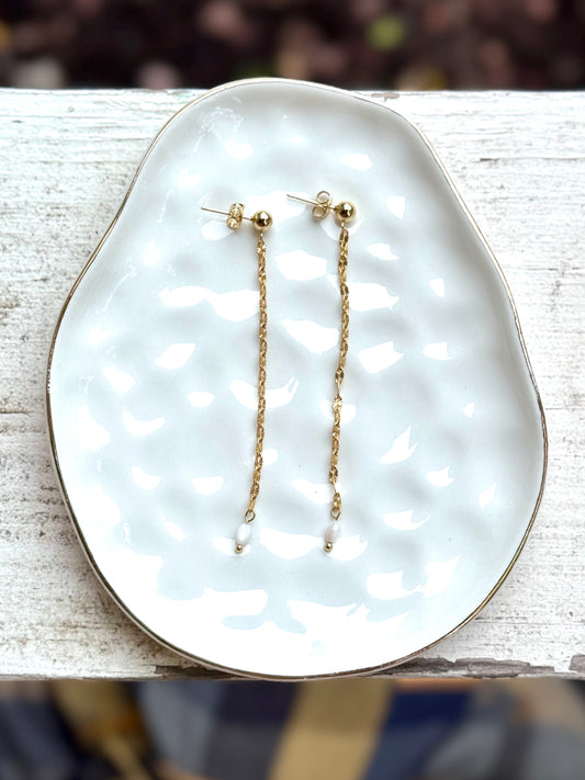 Mother of Pearl + Gold Duster Earrings