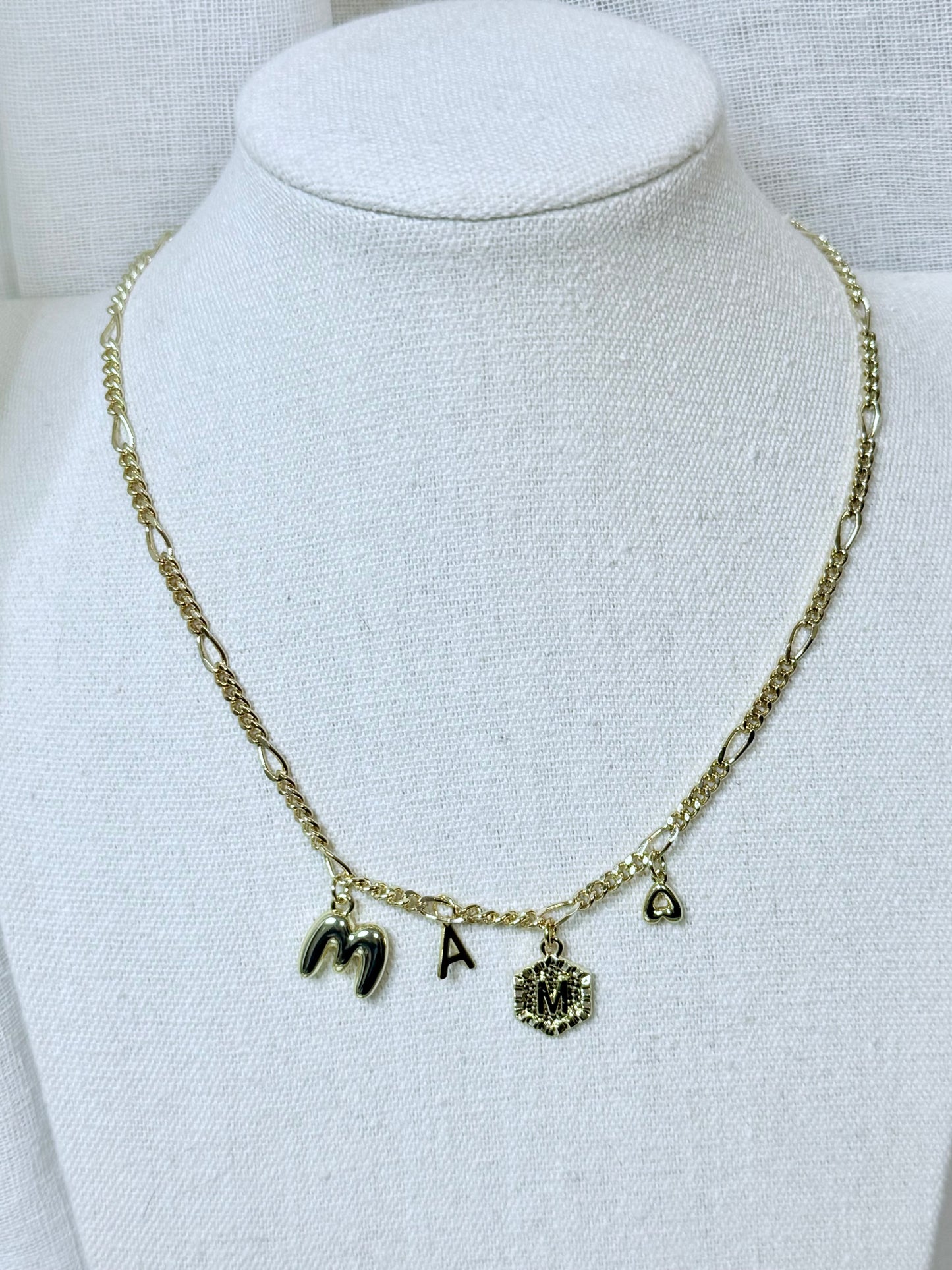 Abstract Mama Gold Charm Necklace