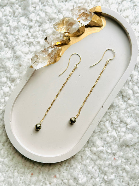 Pyrite + Matte Gold Duster Earrings