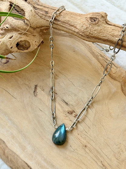 Labradorite + Antique Silver Necklace