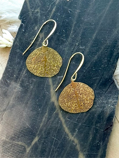 Gold Mini Lacey Leaf Earrings