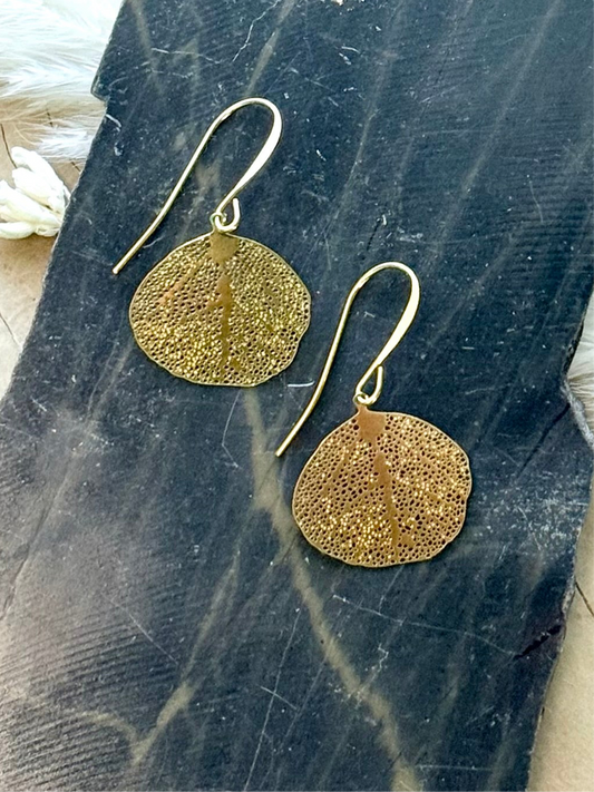 Gold Mini Lacey Leaf Earrings