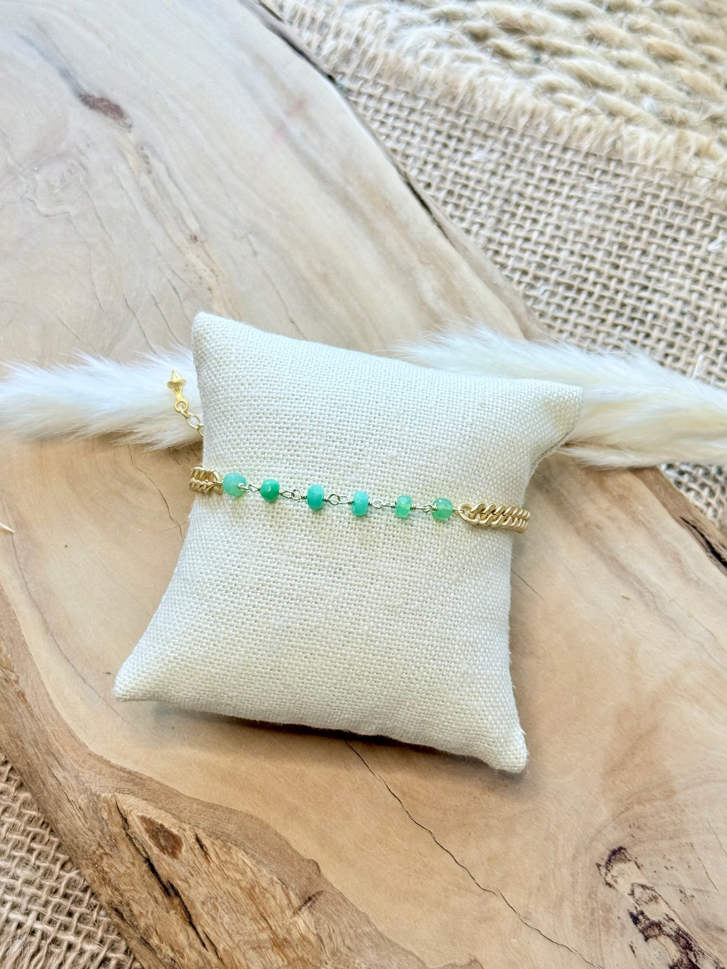 Chrysoprase + Matte Gold Bracelet