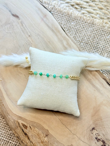 Chrysoprase + Matte Gold Bracelet