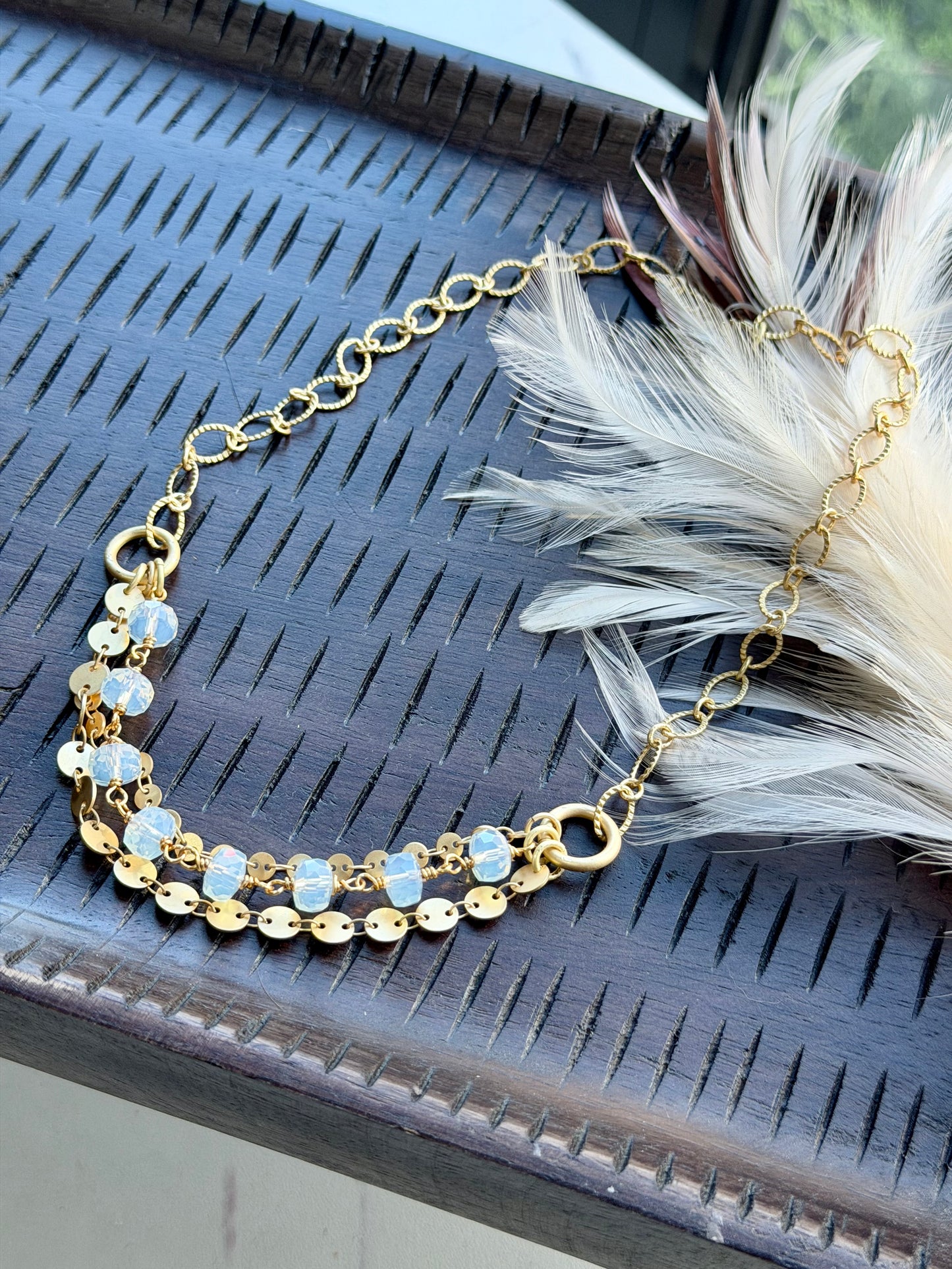 Opalite + Matte Gold Layered Necklace