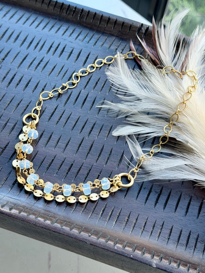 Opalite + Matte Gold Layered Necklace