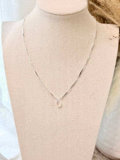 Madagascar Rainbow Moonstone + Silver Necklace
