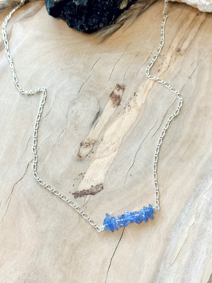 Tanzanite + Silver Bar Necklace