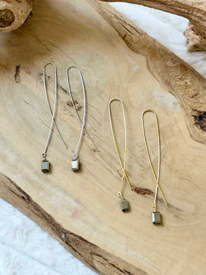 Pyrite Twister Threader Earrings