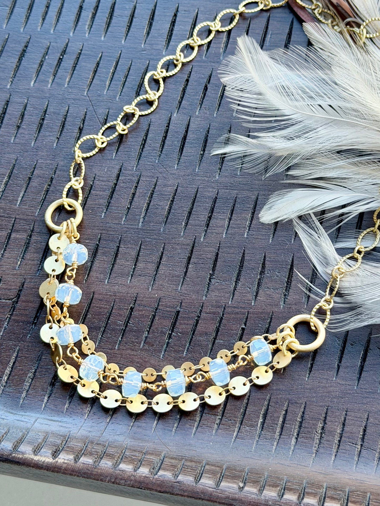 Opalite + Matte Gold Layered Necklace