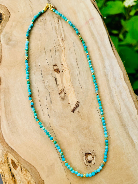 Turquoise + Gold Beaded Necklace