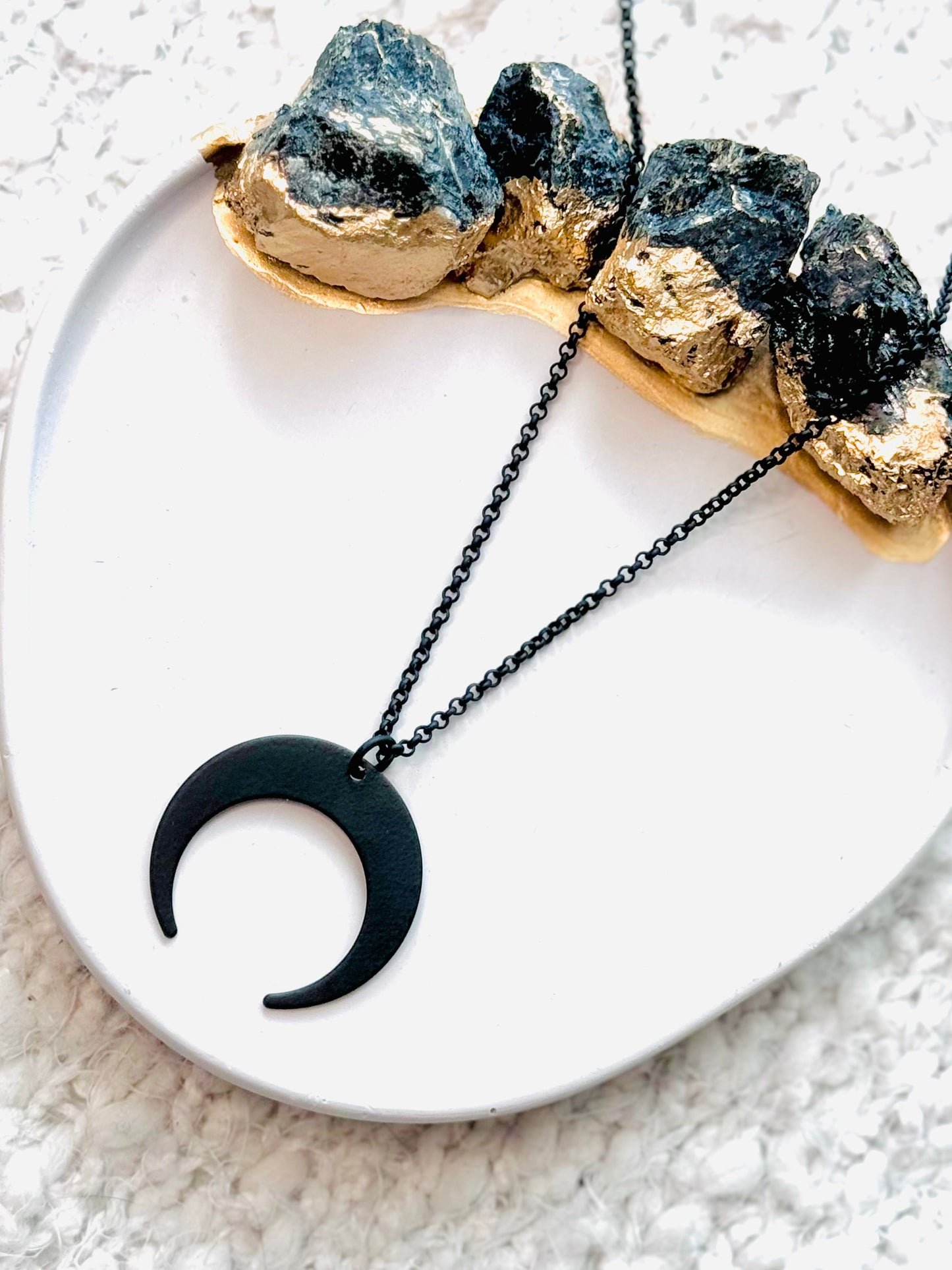 Matte Black Half Moon Necklace