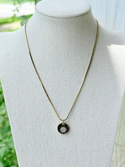 Mother of Pearl + Gold Sun Pendant Necklace