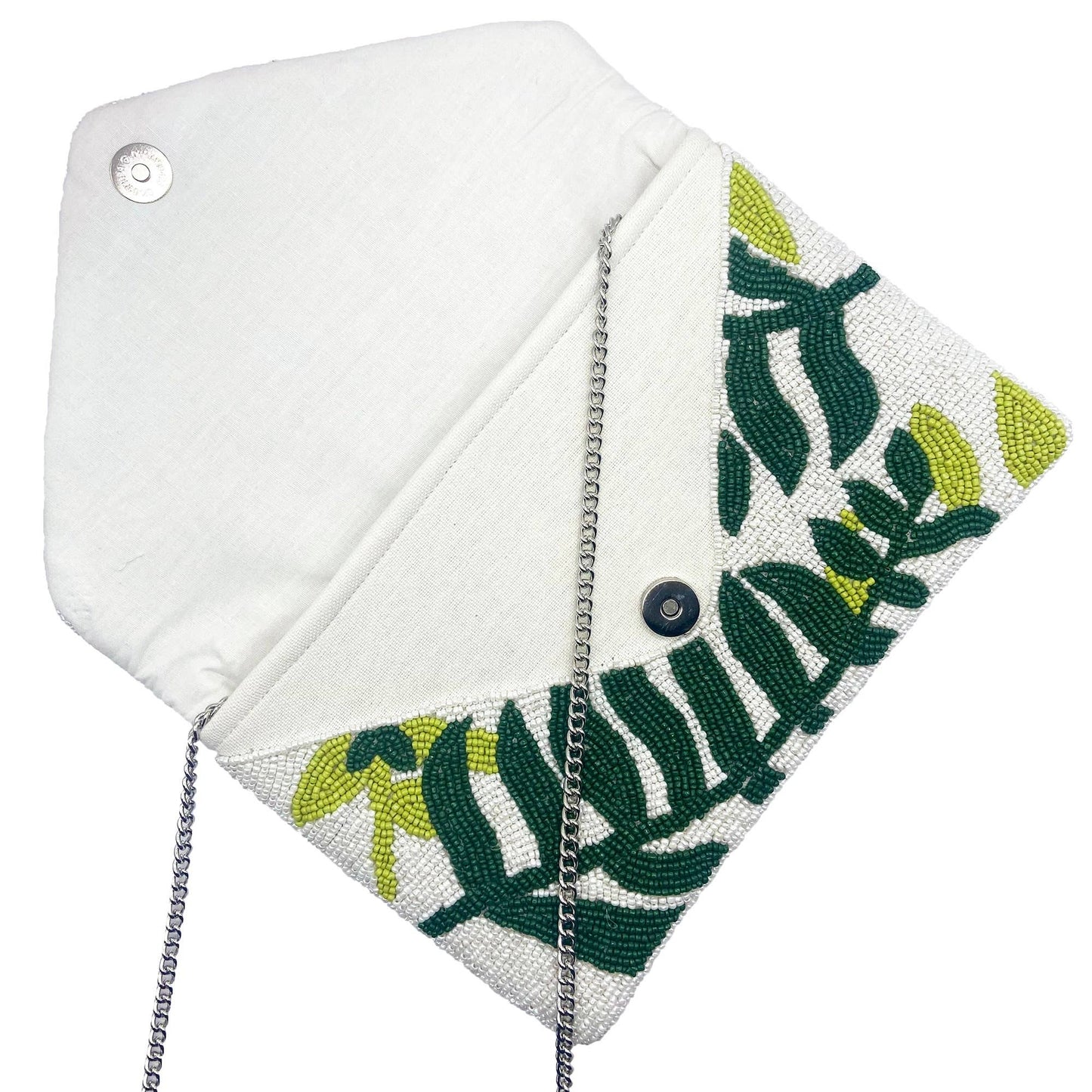 Beaded Clutch: Refreshing Palm Leaf