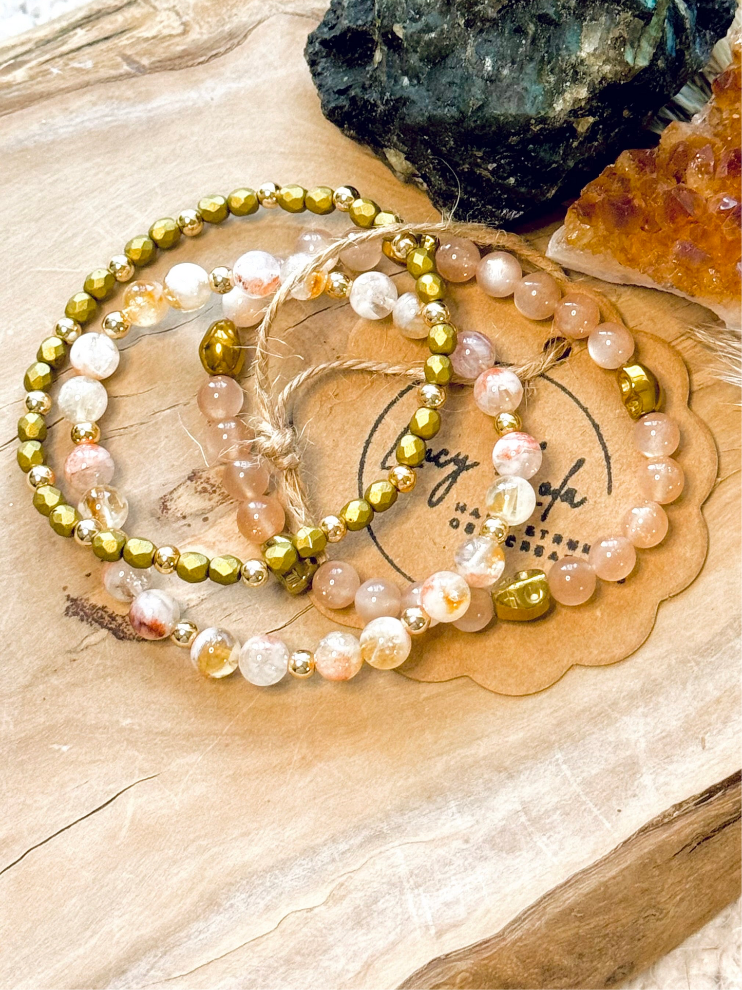 Peach + Gold Skully Stack (3-stack)