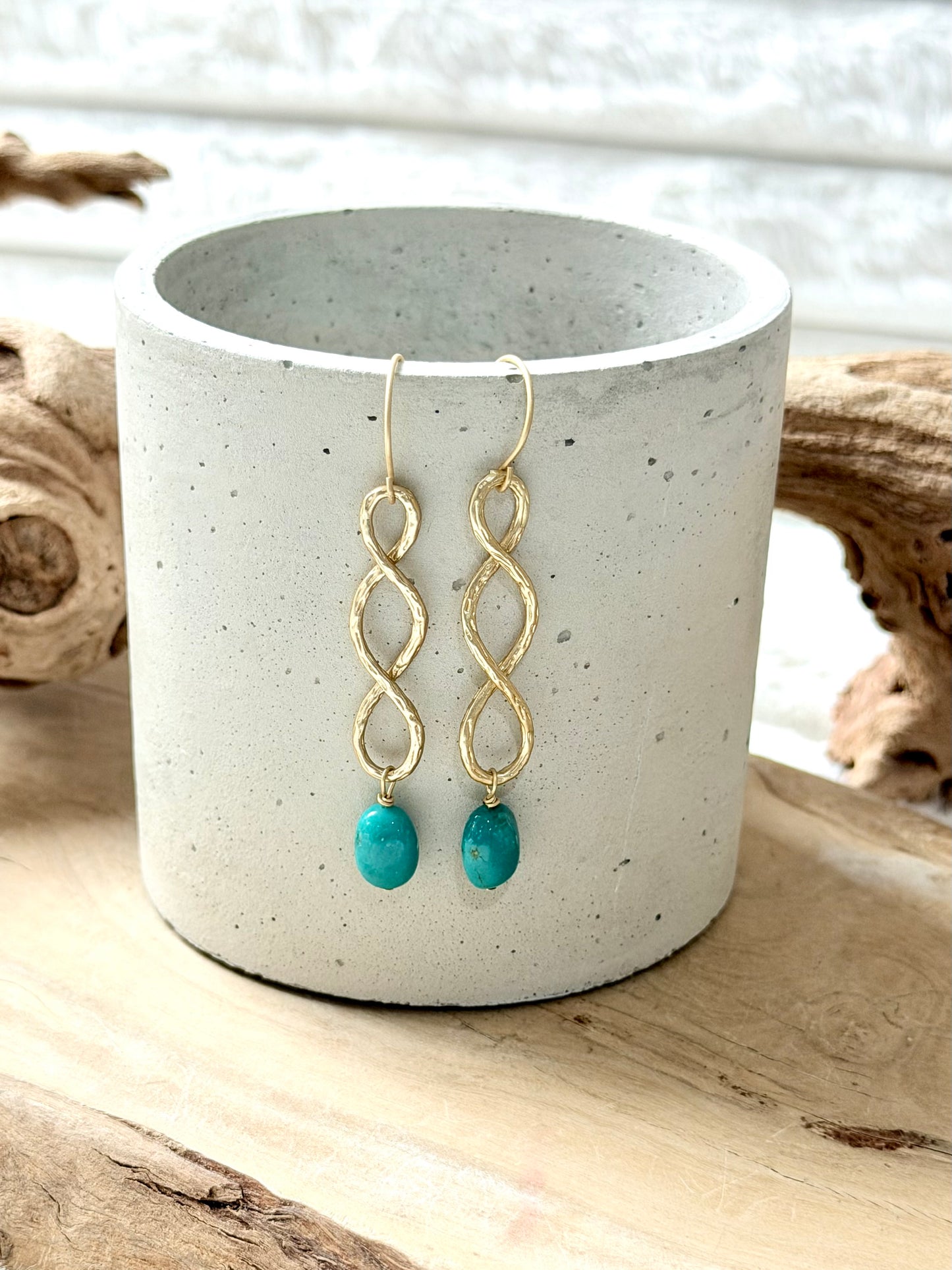 Tibetan Turquoise + Matte Infinity Earrings