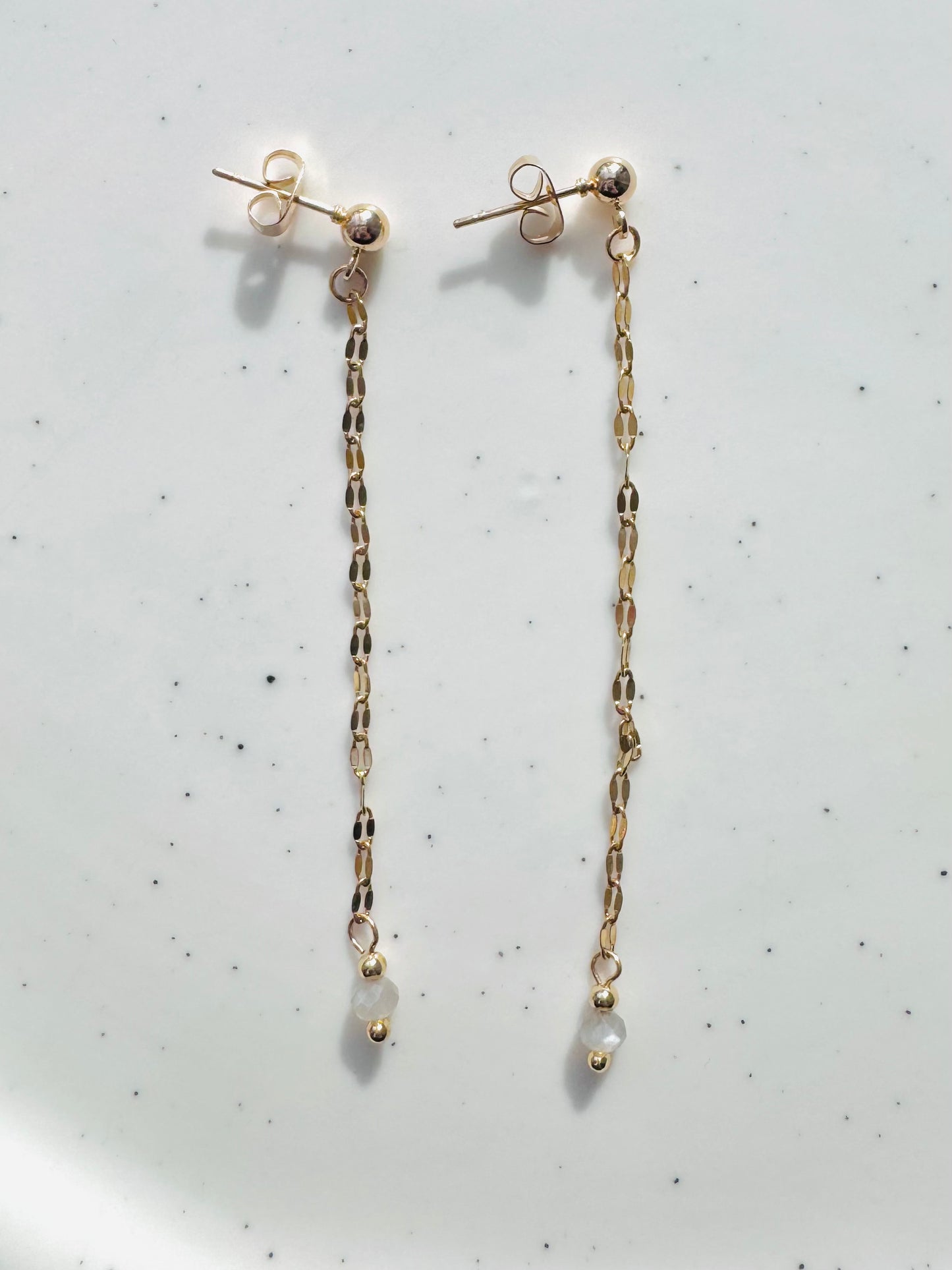 Moonstone + Gold Duster Earrings